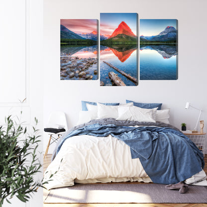 Obraz Wieloczęściowy Jezioro Swiftcurrent Lake – pejzaż spokojny do wnętrz nowoczesnych i minimalistycznych – widok 2