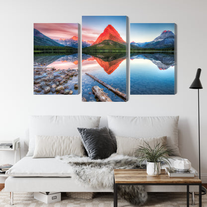 Obraz Wieloczęściowy Jezioro Swiftcurrent Lake – pejzaż spokojny do wnętrz nowoczesnych i minimalistycznych – widok 3