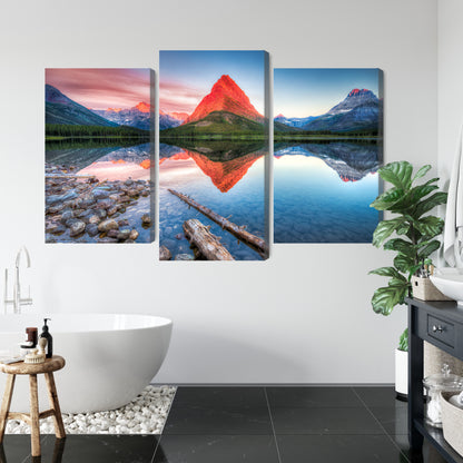 Obraz Wieloczęściowy Jezioro Swiftcurrent Lake – pejzaż spokojny do wnętrz nowoczesnych i minimalistycznych – widok 4