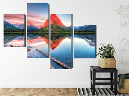Obraz Wieloczęściowy Jezioro Swiftcurrent Lake – harmonia natury do wnętrz modern classic i japandi – widok 7