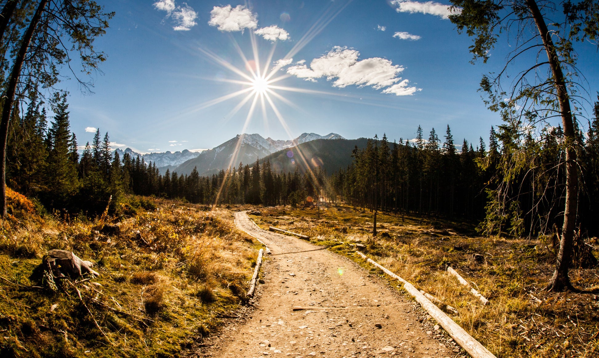 Obraz Wieloczęściowy Tatry – słoneczny krajobraz górski do wnętrz skandynawskich i nowoczesnych 250x150