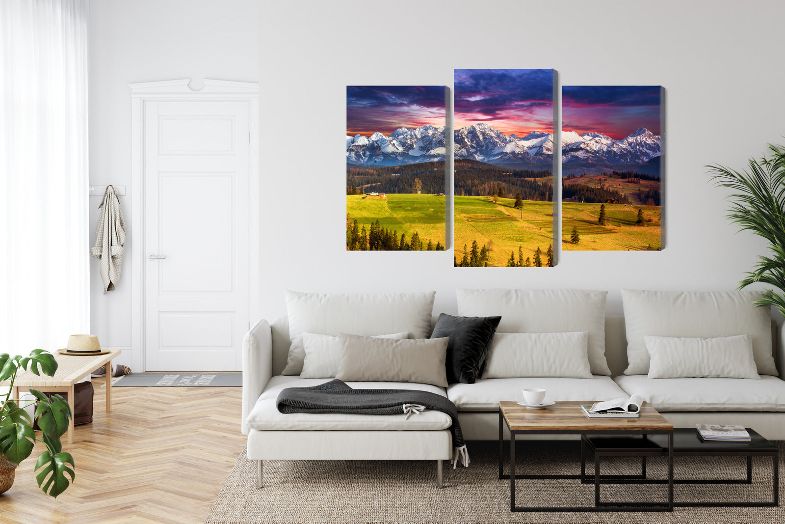 Obraz Wieloczęściowy Tatrzański Krajobraz – majestatyczna panorama do wnętrz skandynawskich i nowoczesnych – widok 5