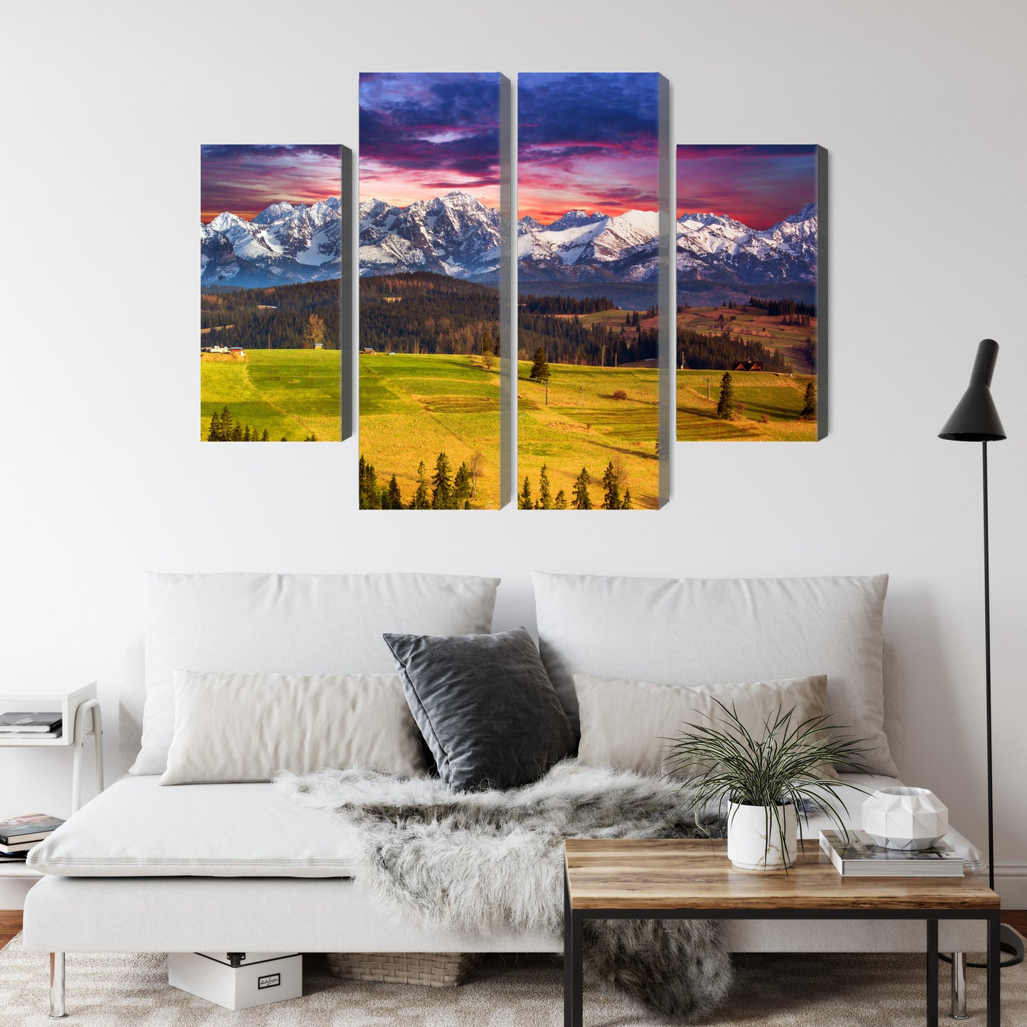 Obraz Wieloczęściowy Krajobraz Tatr – malowniczy pejzaż do wnętrz rustykalnych i klasycznych – widok 3