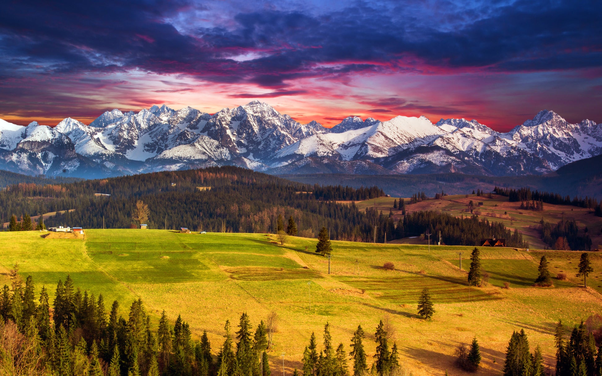 Obraz Wieloczęściowy Polskie Tatry – górski krajobraz do wnętrz nowoczesnych, skandynawskich i naturalnych 240x150