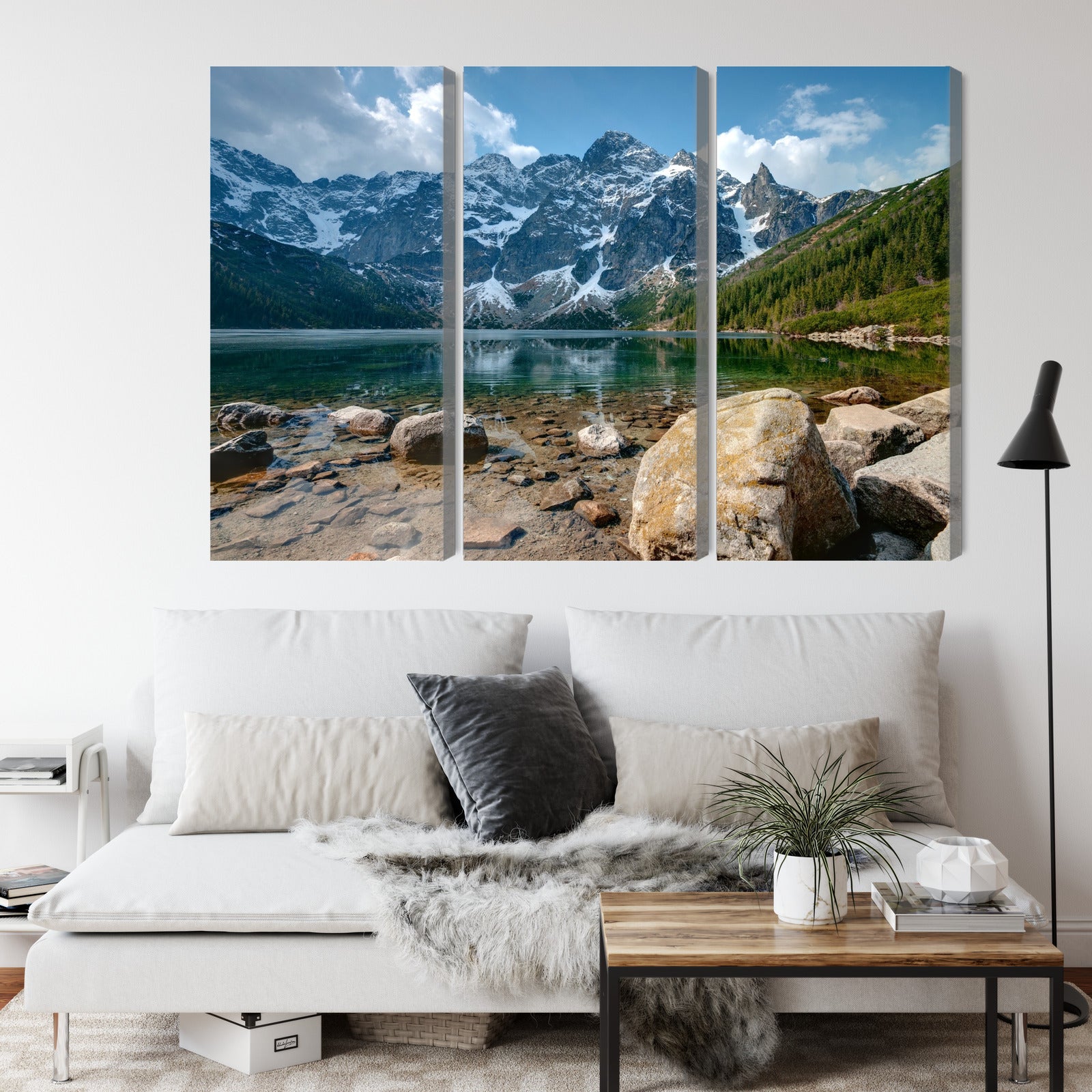 Obraz Wieloczęściowy Morskie Oko Tatry – spokojna górska panorama do wnętrz nowoczesnych, skandynawskich i naturalnych – widok 3