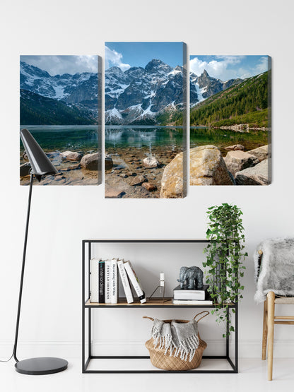 Obraz Wieloczęściowy Morskie Oko w Tatrach – górska panorama do wnętrz rustykalnych i nowoczesnych – widok 8