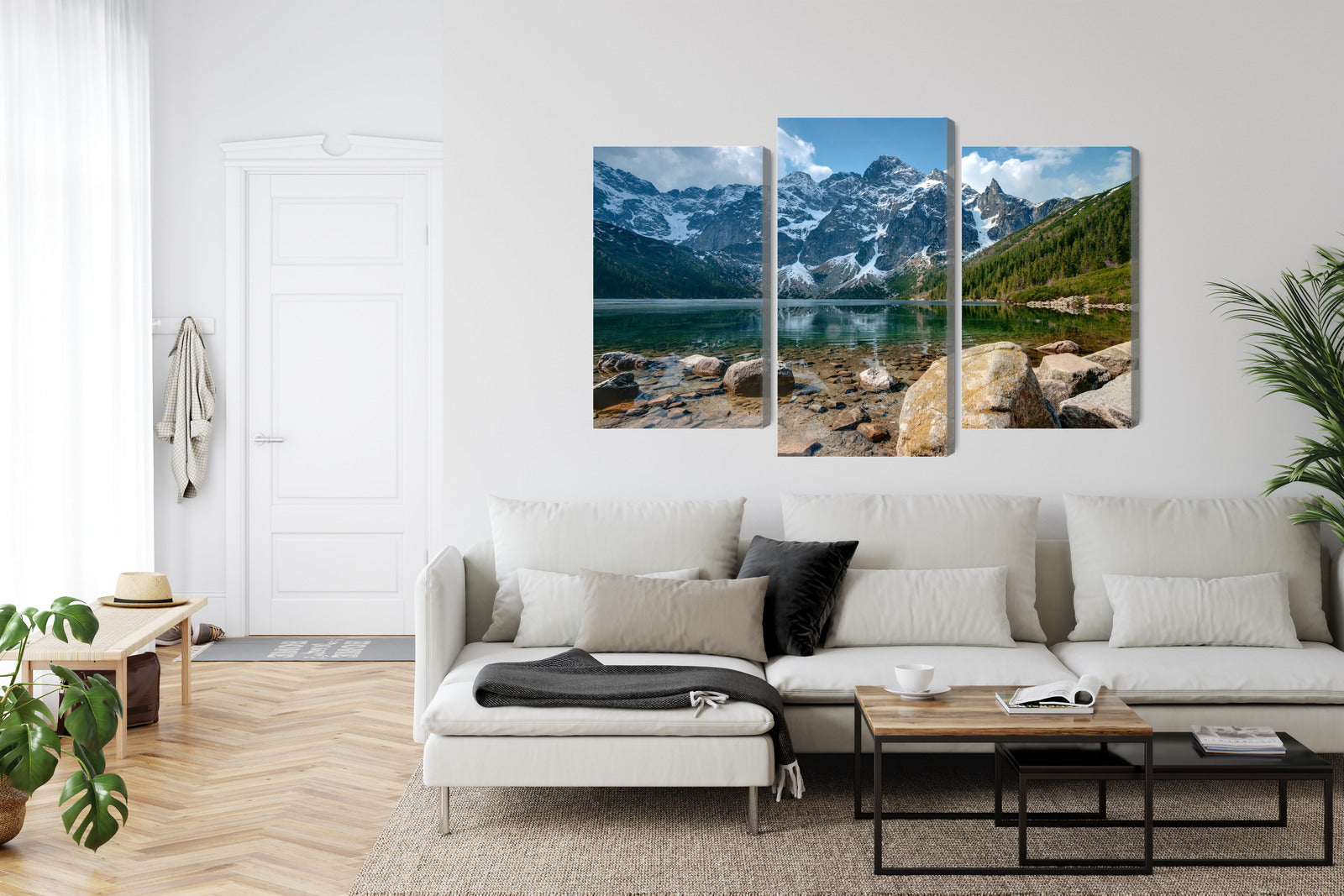 Obraz Wieloczęściowy Morskie Oko w Tatrach – górska panorama do wnętrz rustykalnych i nowoczesnych – widok 5