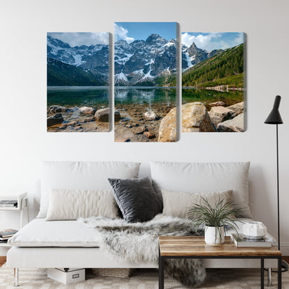 Obraz Wieloczęściowy Morskie Oko w Tatrach – górska panorama do wnętrz rustykalnych i nowoczesnych – widok 3