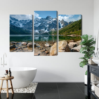 Obraz Wieloczęściowy Morskie Oko w Tatrach – górska panorama do wnętrz rustykalnych i nowoczesnych – widok 4