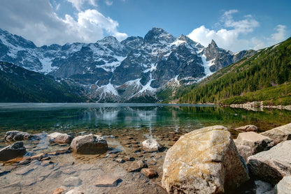 Obraz Wieloczęściowy Morskie Oko w Tatrach – górska panorama do wnętrz rustykalnych i nowoczesnych 180x120