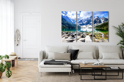 Obraz Wieloczęściowy Morskie Oko – spokojna panorama tatrzańskiego jeziora do wnętrz skandynawskich i minimalistycznych – widok 5
