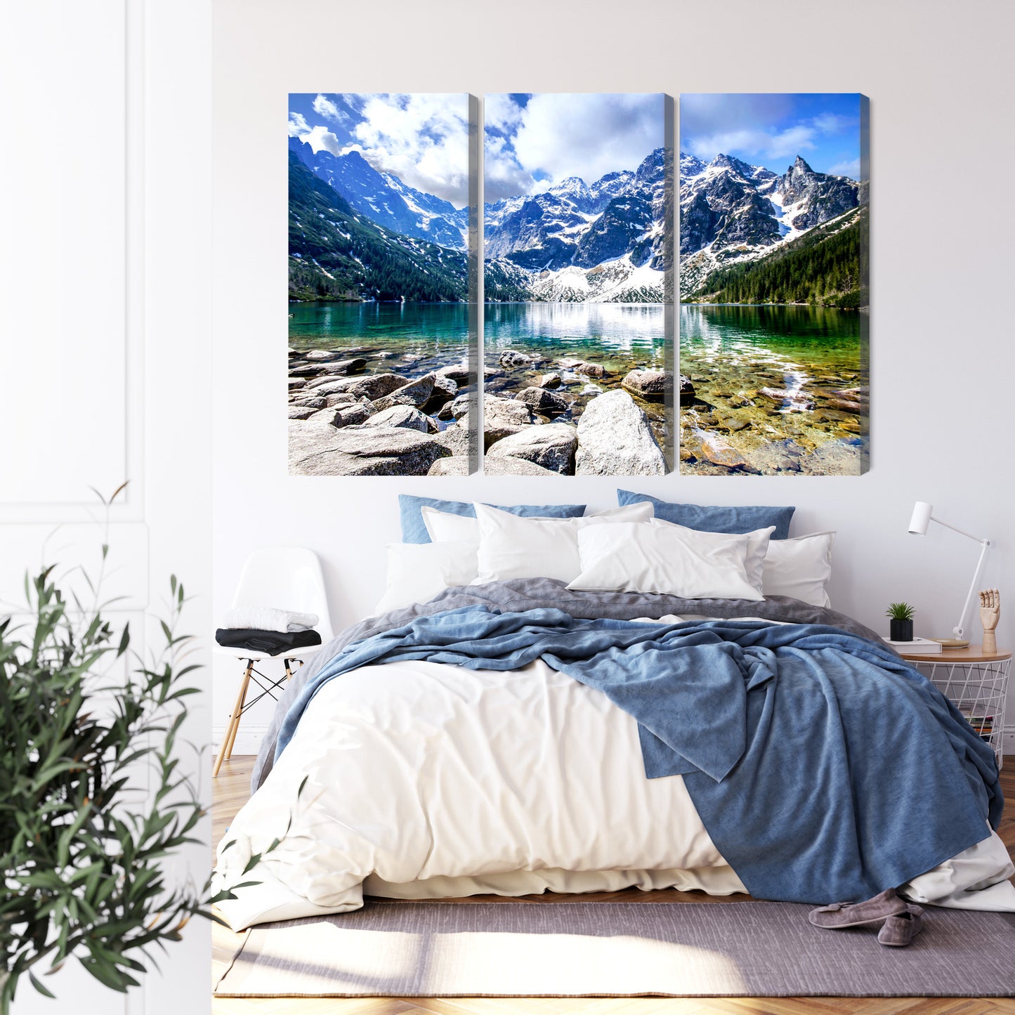 Obraz Wieloczęściowy Morskie Oko – spokojna panorama tatrzańskiego jeziora do wnętrz skandynawskich i minimalistycznych – widok 2