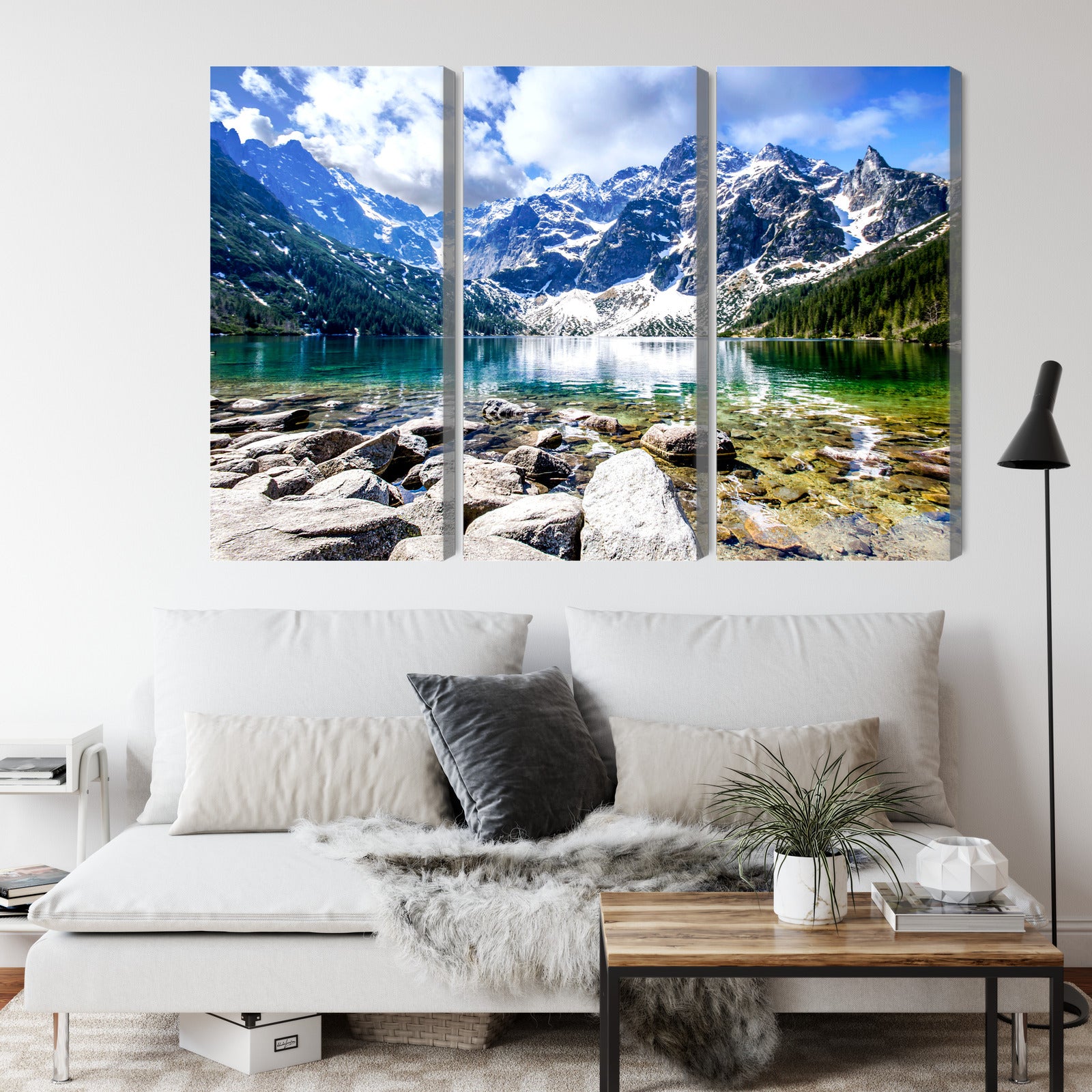 Obraz Wieloczęściowy Morskie Oko – spokojna panorama tatrzańskiego jeziora do wnętrz skandynawskich i minimalistycznych – widok 3