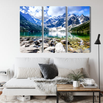 Obraz Wieloczęściowy Morskie Oko – spokojna panorama tatrzańskiego jeziora do wnętrz skandynawskich i minimalistycznych – widok 3