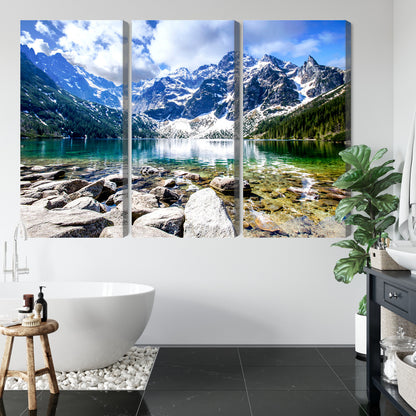 Obraz Wieloczęściowy Morskie Oko – spokojna panorama tatrzańskiego jeziora do wnętrz skandynawskich i minimalistycznych – widok 4