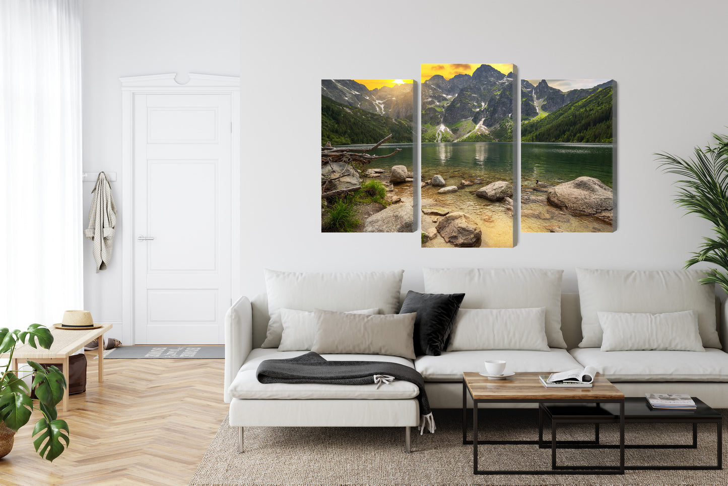 Obraz Wieloczęściowy Morskie Oko Tatry – majestatyczny zachód słońca do wnętrz nowoczesnych, rustykalnych i góralskich – widok 5
