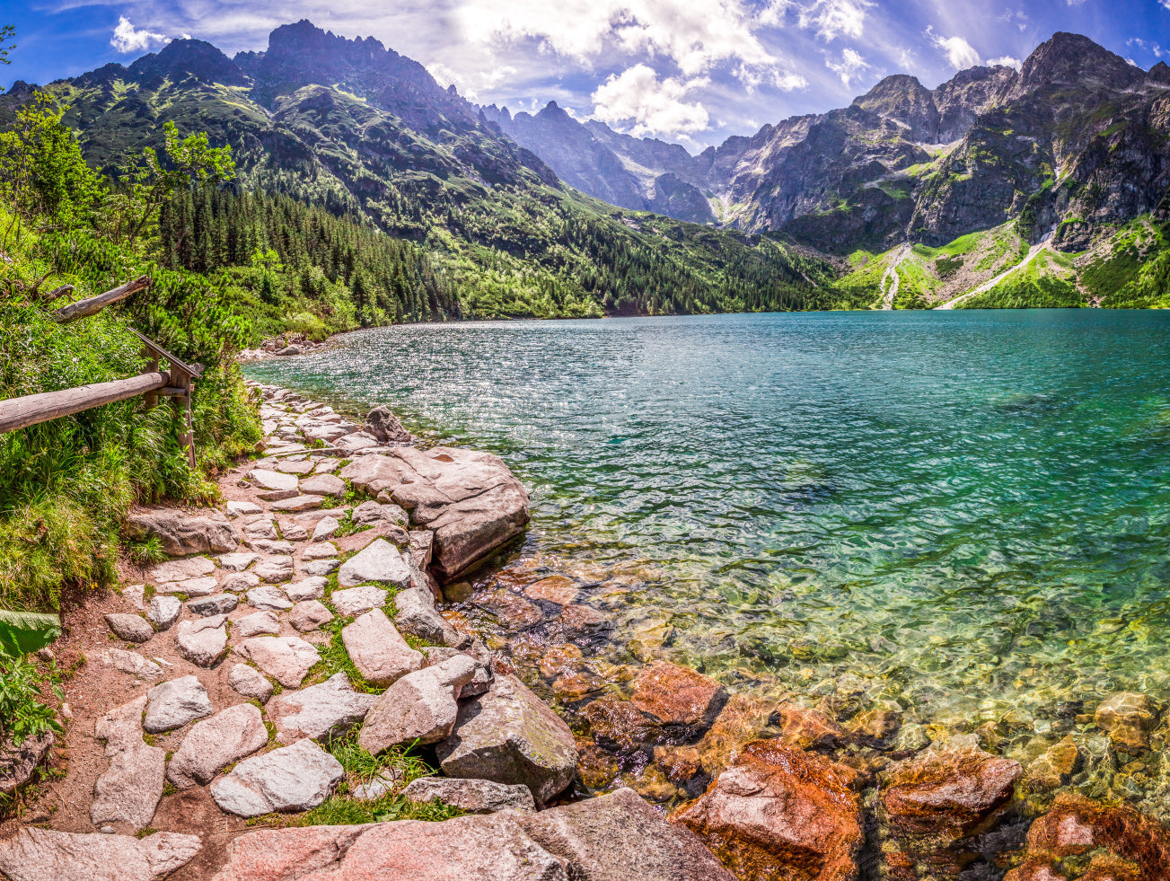 Obraz Wieloczęściowy Jezioro w Tatrach – Spokojny Pejzaż do wnętrz Naturalnych i Eko 200x150