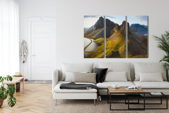 Obraz Wieloczęściowy Islandzkie Góry – majestatyczny krajobraz do wnętrz nowoczesnych, minimalistycznych i industrialnych. – widok 5