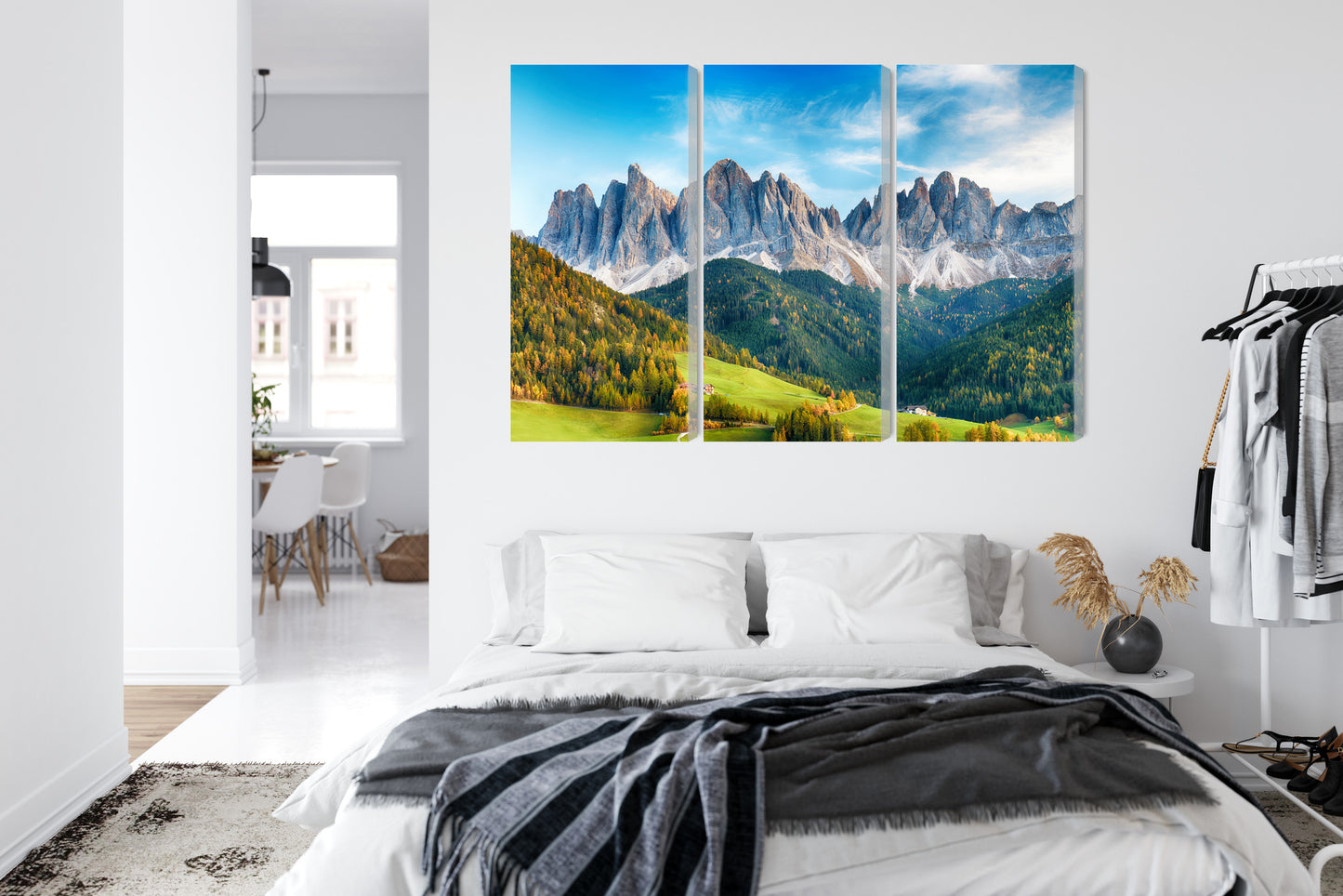 Obraz Wieloczęściowy Pasmo Górskie Dolomity – Majestatyczna Panorama do Wnętrz Skandynawskich i Nowoczesnych – widok 6