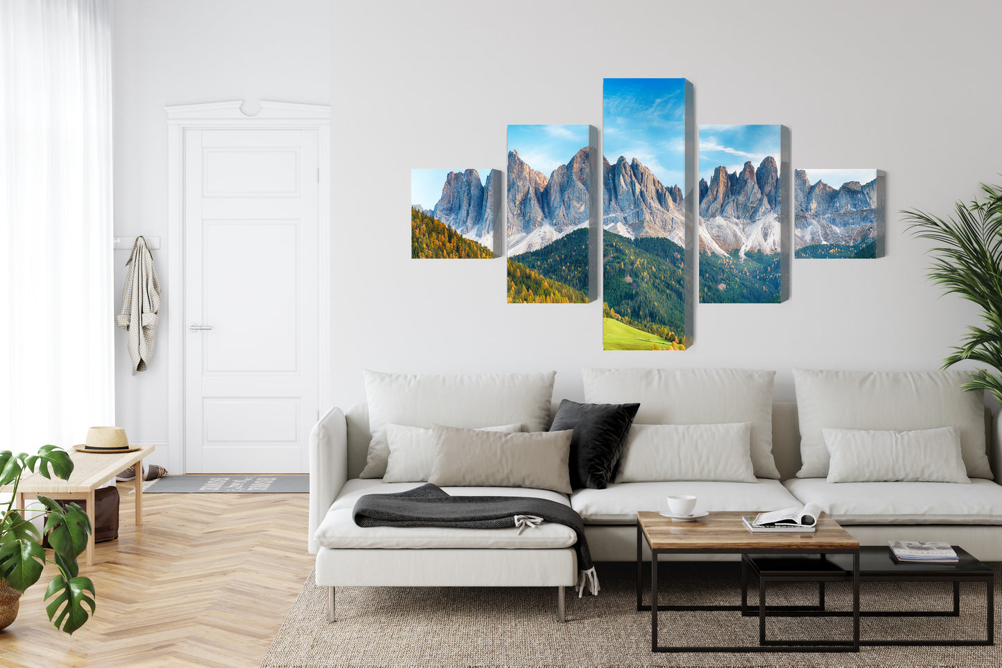 Obraz Wieloczęściowy Dolomity – alpejska panorama do wnętrz nowoczesnych, skandynawskich i naturalnych – widok 5