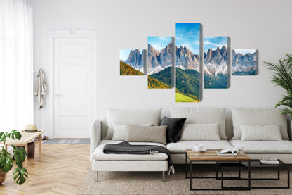 Obraz Wieloczęściowy Dolomity – alpejska panorama do wnętrz nowoczesnych, skandynawskich i naturalnych – widok 5