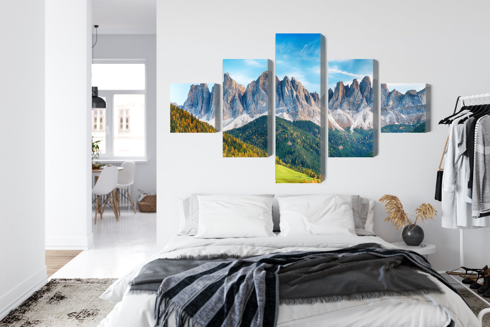 Obraz Wieloczęściowy Dolomity – alpejska panorama do wnętrz nowoczesnych, skandynawskich i naturalnych – widok 6
