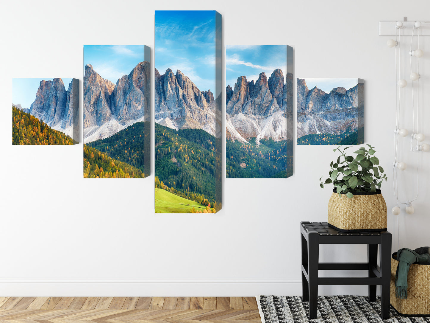 Obraz Wieloczęściowy Dolomity – alpejska panorama do wnętrz nowoczesnych, skandynawskich i naturalnych – widok 7