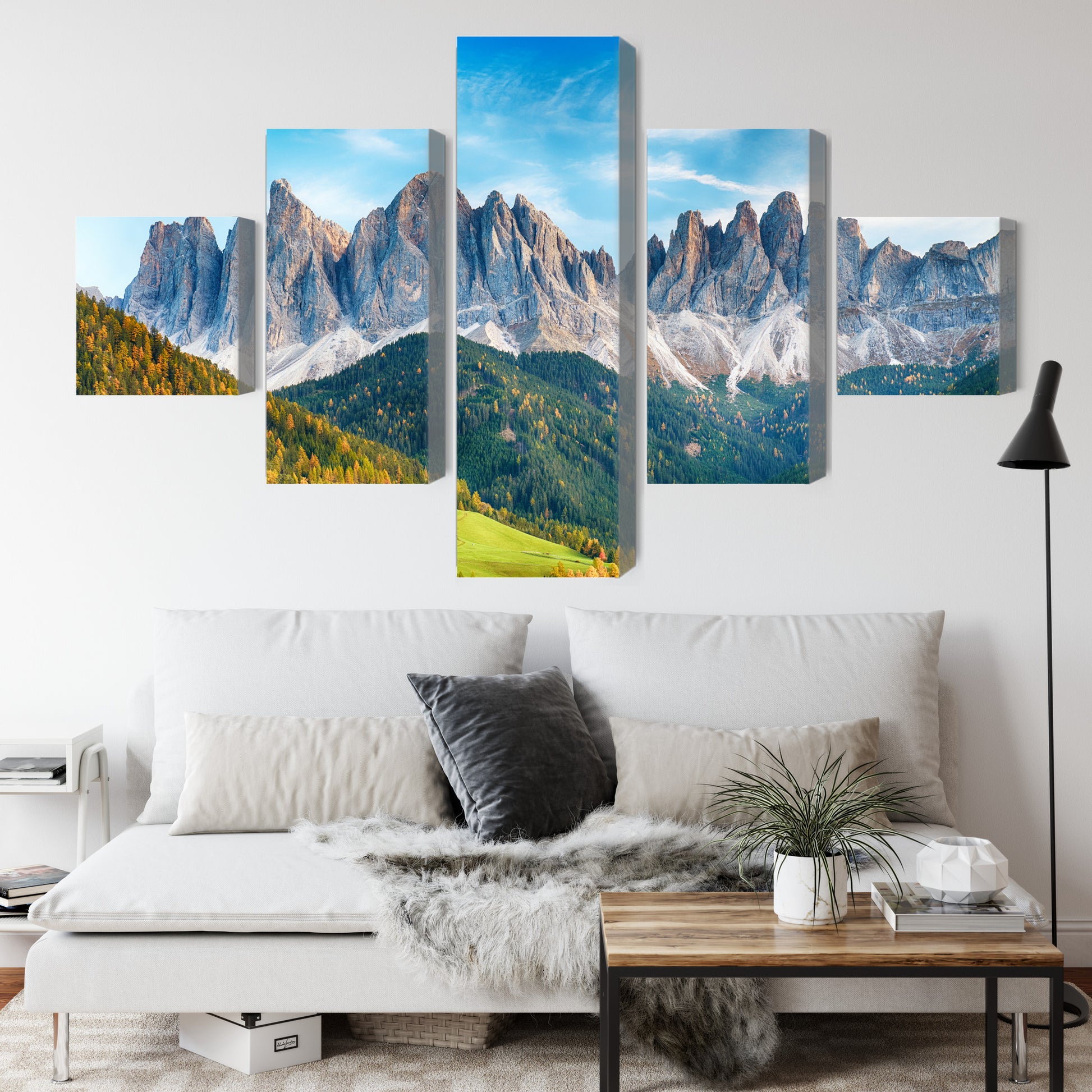Obraz Wieloczęściowy Dolomity – alpejska panorama do wnętrz nowoczesnych, skandynawskich i naturalnych – widok 3