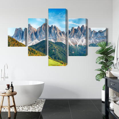 Obraz Wieloczęściowy Dolomity – alpejska panorama do wnętrz nowoczesnych, skandynawskich i naturalnych – widok 4