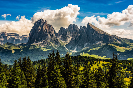 Obraz Wieloczęściowy Widok Dolomitów – alpejski pejzaż do wnętrz nowoczesnych i rustykalnych 180x120
