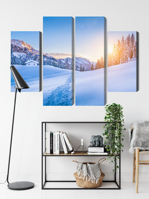Obraz Wieloczęściowy Alpy Zimą – górska panorama do wnętrz skandynawskich i minimalistycznych – widok 8