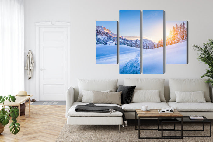 Obraz Wieloczęściowy Alpy Zimą – górska panorama do wnętrz skandynawskich i minimalistycznych – widok 5