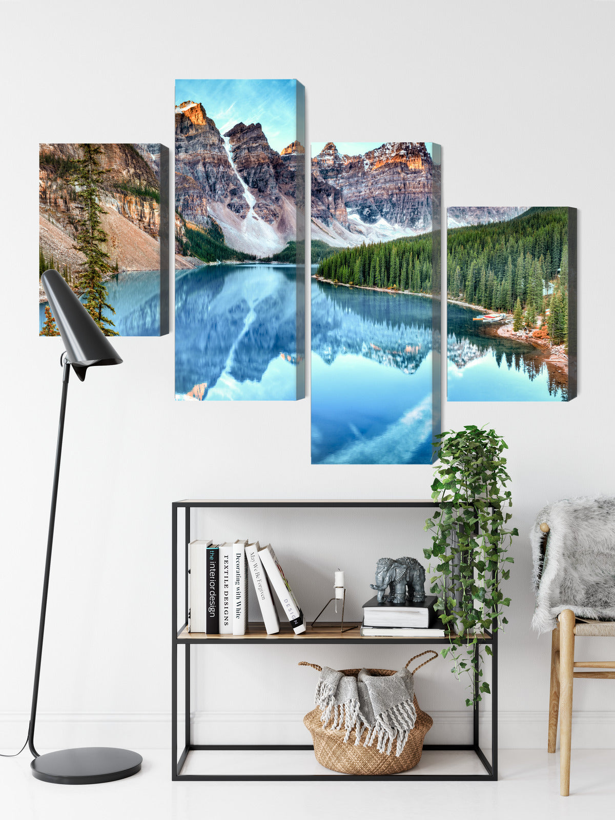 Obraz Wieloczęściowy Jezioro Moraine – majestatyczny pejzaż górski do wnętrz skandynawskich i naturalnych – widok 8