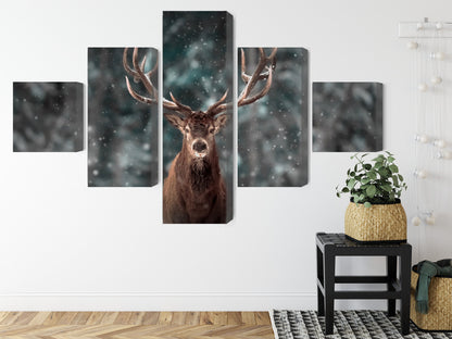 Obraz Wieloczęściowy Jeleń w Lesie 3D – naturalny pejzaż do wnętrz rustykalnych i boho – widok 7