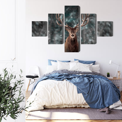 Obraz Wieloczęściowy Jeleń w Lesie 3D – naturalny pejzaż do wnętrz rustykalnych i boho – widok 2