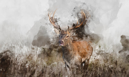 Obraz Wieloczęściowy Jeleń Akwarela – artystyczna natura do wnętrz skandynawskich i nowoczesnych 250x150