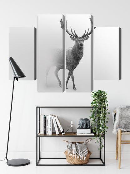 Obraz Wieloczęściowy Jeleń We Mgle – elegancka kompozycja natury do wnętrz klasycznych i eco-modern – widok 8