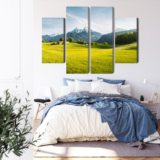 Obraz Wieloczęściowy Alpejski Krajobraz – spokojna panorama do wnętrz nowoczesnych, skandynawskich i minimalistycznych. – widok 2