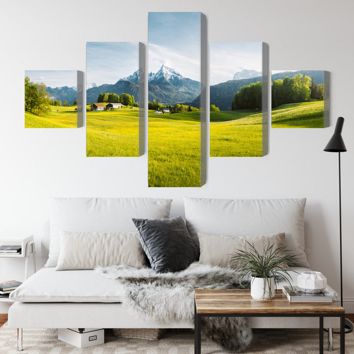 Obraz Wieloczęściowy Górski Krajobraz w Alpach – spokojna panorama do wnętrz nowoczesnych i minimalistycznych – widok 3