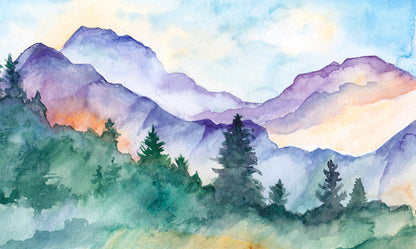 Obraz Wieloczęściowy Malowany Krajobraz Górski – panorama natury do wnętrz skandynawskich, naturalnych i nowoczesnych 250x150