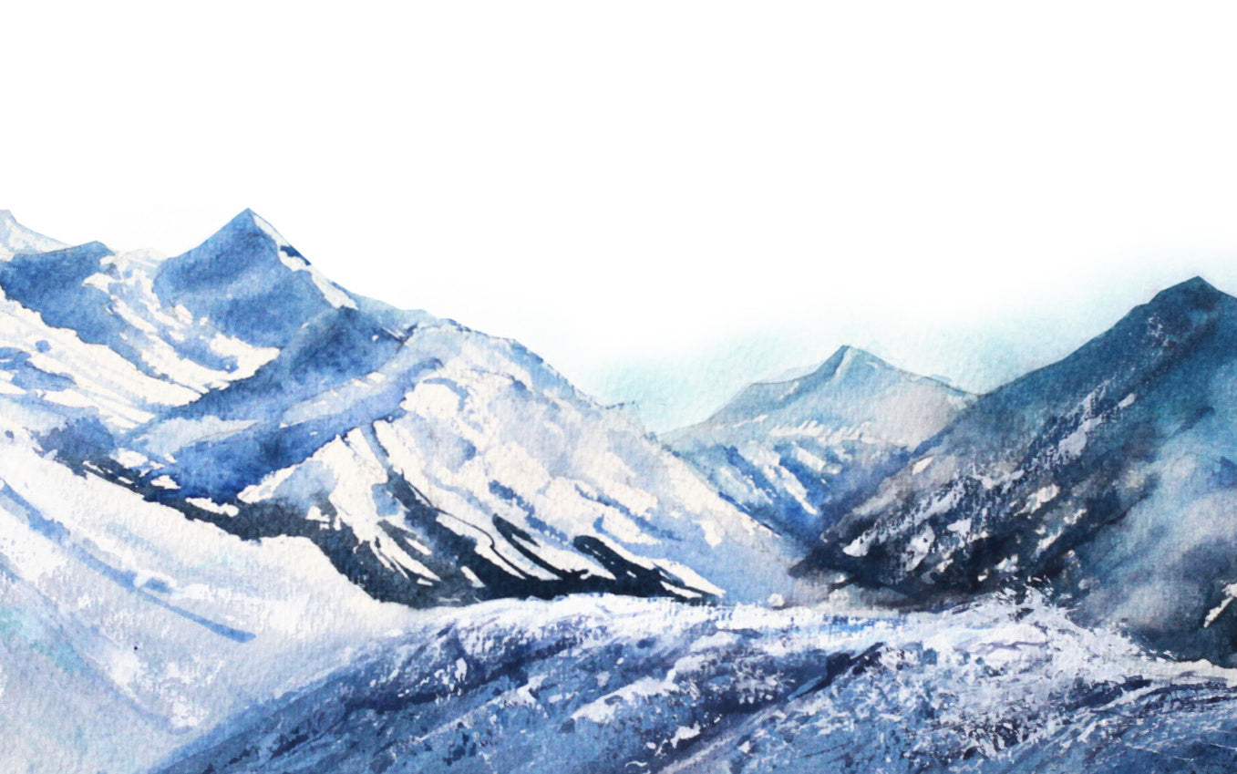 Obraz Wieloczęściowy Górski Szczyt – Akwarelowa Panorama do wnętrz Skandynawskich i Nowoczesnych 240x150