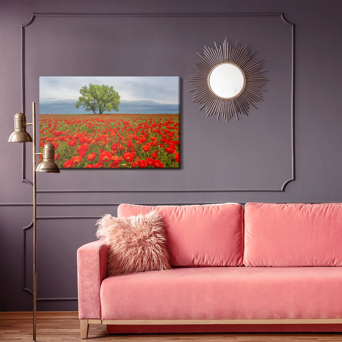Obraz na płótnie drzewo z makami – nowoczesna dekoracja do salonu - Artavia